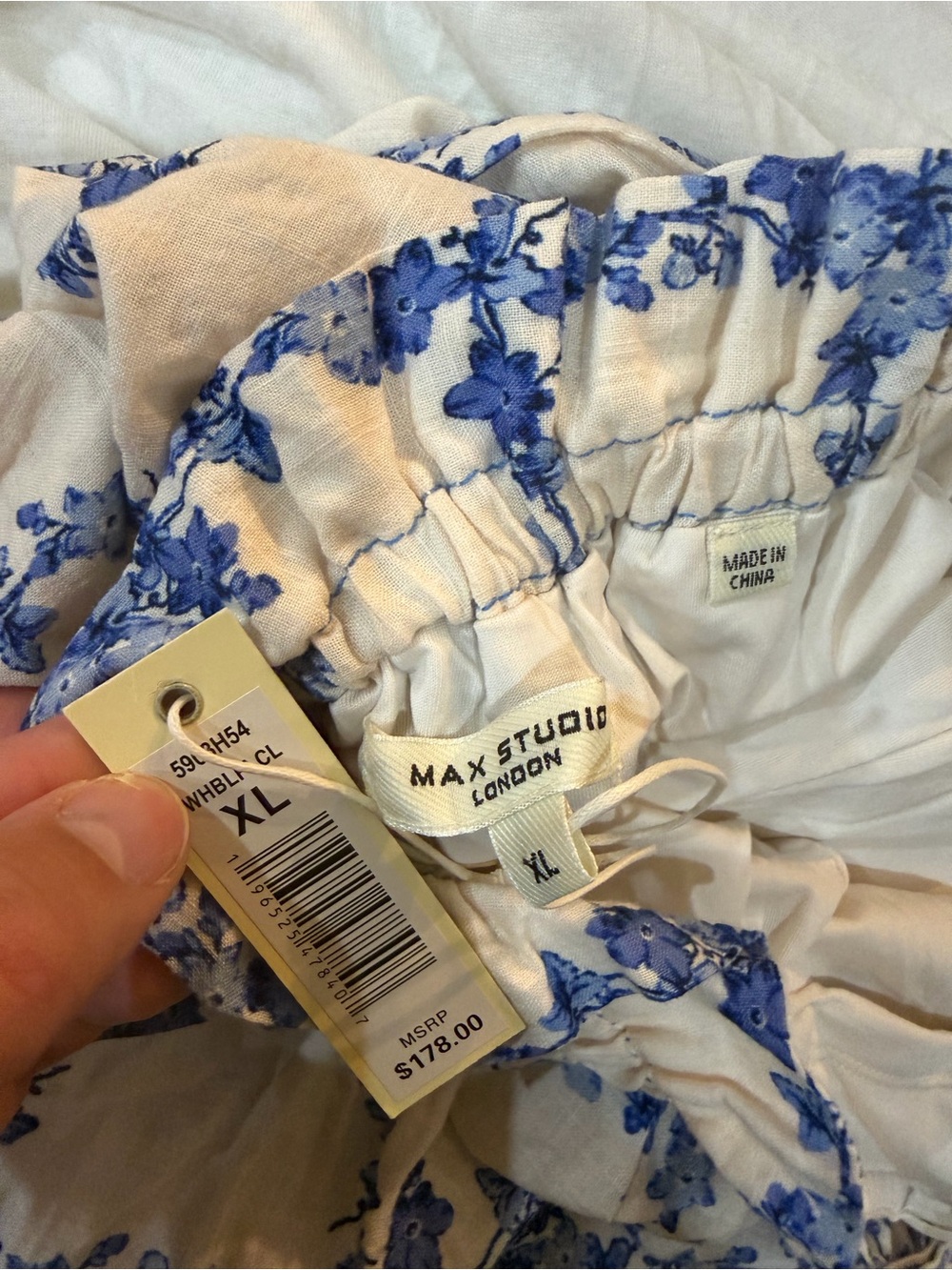 Max Studio NWT Blue Floral Boho Maxi Dress XL Built In Shelf Bra - Picture 5 of 6
